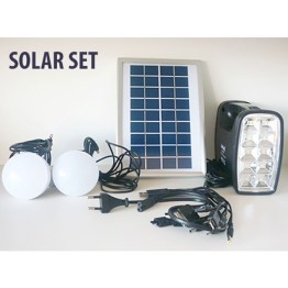 Ηλιακό Σύστημα Φωτισμού & Φόρτισης Με Panel, Μπαταρία, Φακό & 2 Λάμπες LED 90LM