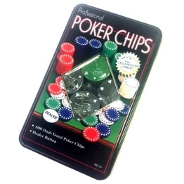 Μεταλλικό κουτί με 100 μάρκες πόκερ