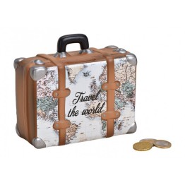 Κεραμικός Κουμπαράς Βαλίτσα Χάρτης - World Map Suitcase Piggy Bank 