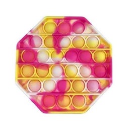 Anti Stress Fidget Bubble Pop Αγχολυτικό Παιχνίδι Οκτάγωνο Marble Ροζ-Κίτρινο