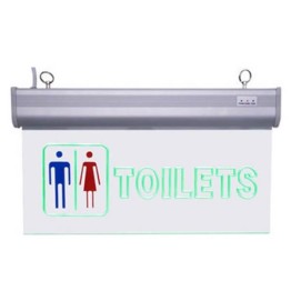 Επαναφορτιζόμενη Πινακίδα Σήμανσης LED Διπλής Όψης Τουαλέτας - Toilets