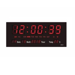 Ψηφιακό Ρολόι Τοίχου - Πινακίδα LED με Θερμόμετρο και Ημερολόγιο Πλαστικό Μαύρο 36x15