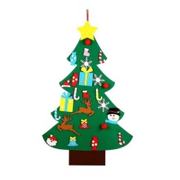 Χριστουγεννιάτικο Δέντρο Τοίχου από Τσόχα με 26 Στολίδια 70 x 110 cm