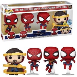 Funko POP Marvel Spider Man No Way Home - Spider-Man, Friendly Neighborhood Spider-Man, The Amazing Spider-Man & Doctor Strange GiTD 4-pack Bobble-Heads
