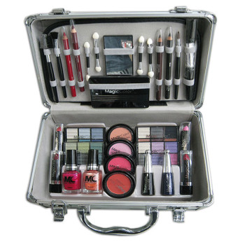 Βαλιτσάκι Μακιγιάζ με Καλλυντικά, Πινέλα, Μανό & Καθρεφτάκι Magic Color Make Up Kit