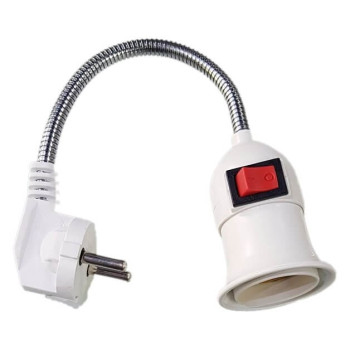 Προέκταση Αντάπτορα Ε27 Με Εύκαμπτο Σπιράλ Βραχίωνα και Διακόπτη