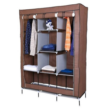 Τριπλή Υφασμάτινη Ντουλάπα με Μεταλλικό Σκελετό 130x45x175