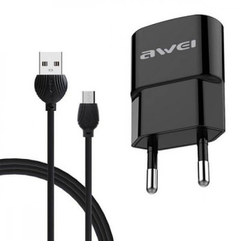 Φορτιστής Ρεύματος USB/Micro USB Fast Charging και Data Cable Μαύρο