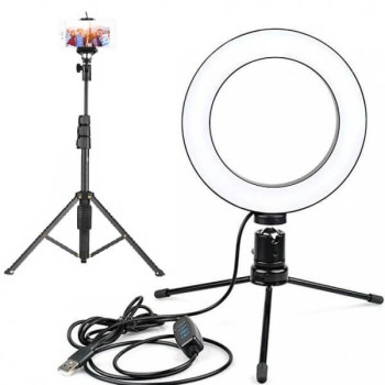 Φωτιστικό Ring Light 180-200 lux με πτυσσόμενο Τρίποδο-Μπαστούνι
