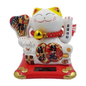 Ηλιακή Διακοσμητική Τυχερή Γάτα - Feng Shui Welcome Cat Solar 9cm