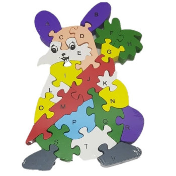 Ξύλινο Παζλ Κουνελάκι Rainbow 26 Τεμαχίων