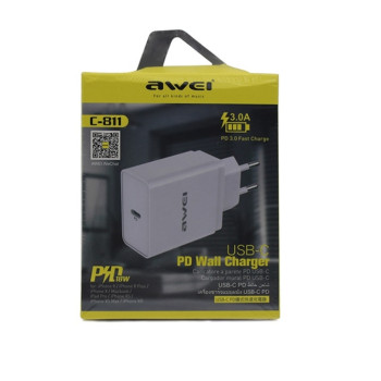 Φορτιστής Ταχείας Φόρτισης με έξοδο USB-C Awei C-811 Λευκό