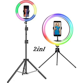 Ring Light RGB LED 26 εκ. με 2 Τρίποδα