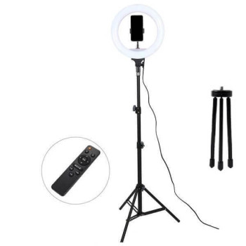 Φωτογραφικό Φωτιστικό με Τηλεκοντρόλ 30cm Ring Lamp Light LED με 2 Τρίποδα