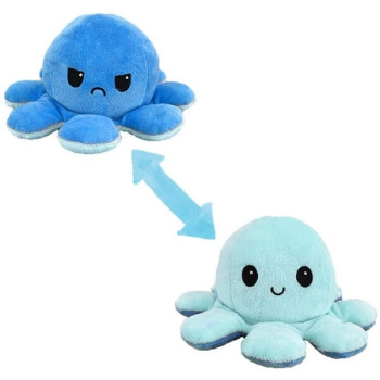 Λούτρινο Χταπόδι που αλλάζει διάθεση - Reversible Octopus 12εκ Θαλασσί - Γαλάζιο