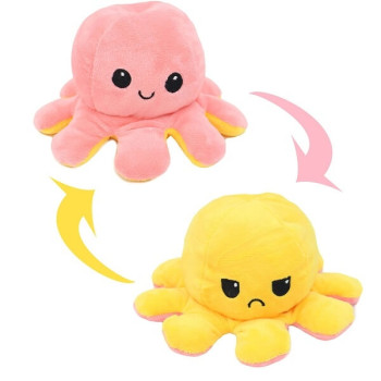 Λούτρινο Χταπόδι που αλλάζει διάθεση - Reversible Octopus 12εκ Κίτρινο - Ροζ 