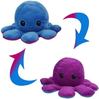 Λούτρινο Χταπόδι που αλλάζει διάθεση - Reversible Octopus 12εκ Μωβ - Γαλάζιο 