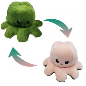 Λούτρινο Χταπόδι που αλλάζει διάθεση - Reversible Octopus 12εκ Κυπαρισσί - Σομόν