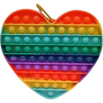 Jumbo Fidget Bubble Pop Αγχολυτικό Παιχνίδι Καρδιά Rainbow