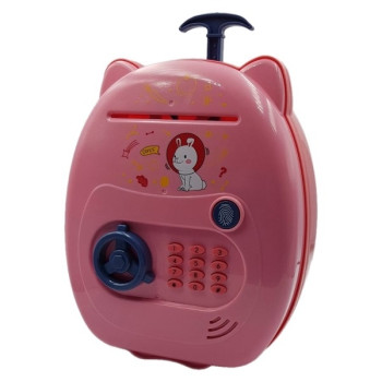 Ηλεκτρονικός Κουμπαράς Βαλιτσάκι με Κωδικό Ασφαλείας και Κουμπί - Ροζ