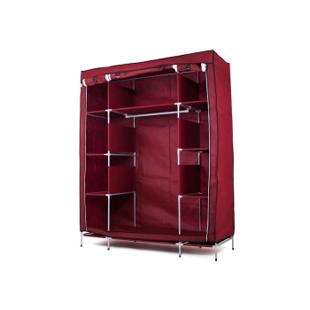 Τριπλή Υφασμάτινη Ντουλάπα με Μεταλλικό Σκελετό 130x45x175 Μπορντώ