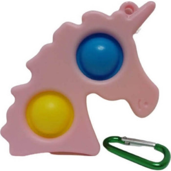 Pop it Fidget Simple Dimple Αγχολυτικό Παιχνίδι Μονόκερος Μπρελόκ Ροζ