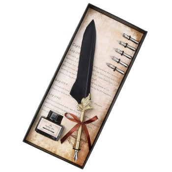 Πένα Κονδυλοφόρος Μαύρο Φτερό με 5 Ανταλλακτικές Μύτες