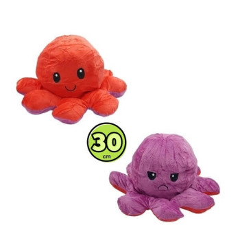 Μεγάλο Χταπόδι που αλλάζει διάθεση - Large Reversible Octopus 30εκ Κόκκινο - Μωβ