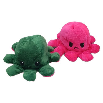 Λούτρινο Χταπόδι που αλλάζει διάθεση - Reversible Octopus 12εκ Πράσινο - Φούξια