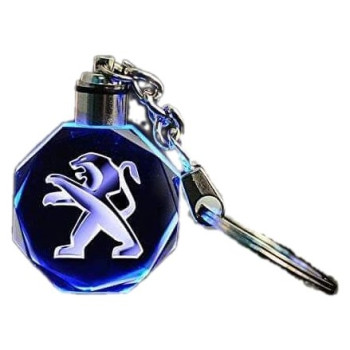 3D Led Light Κρυστάλλινο Μπρελόκ Αυτοκινήτου - Peugeot