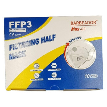 Barbeador Μάσκα κάλυψης FFP3 Υψηλής Προστασίας Γκρι 10τμχ