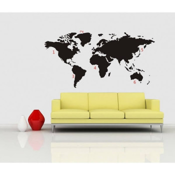 Αυτοκόλλητο Τοίχου Παγκόσμιος Χάρτης 100Χ180 σε Μαύρο