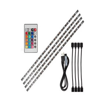 Ταινία LED RGB 4x50cm με Τηλεχειριστήριο SMD5050 USB (5V) USB TV Strip Light