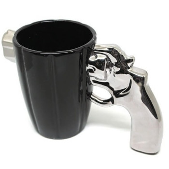 Κεραμική Κούπα Πιστόλι - Pistol Mug - Ασημί 