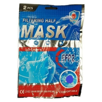 Rusbek Μάσκα Προστασίας FFP2 5-Layers Μπλε - 2τμχ