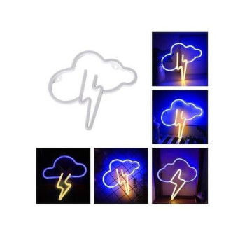 Διακοσμητικό Φωτιστικό Neon Σύννεφο Καταιγίδας σε Μπλε Λευκό Χρώμα