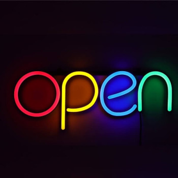 Πινακίδα Neon Open 35x18 Πολύχρωμη 