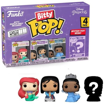 Funko Bitty POP! Disney Princess - Ariel, Mulan, Tiana & Chase Mystery 4-Pack Vinyl Figures