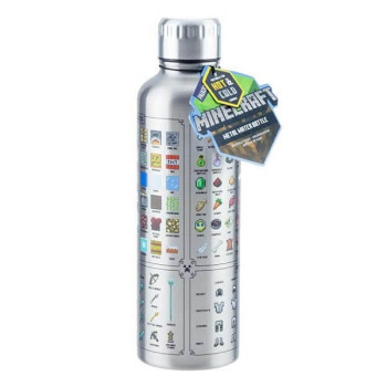 Paladone Minecraft Μεταλλικό Μπουκάλι Θερμός - 500ml Ασημί