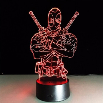 Διακοσμητικό Φωτιστικό Deadpool 3d Acrylic Led Light USB