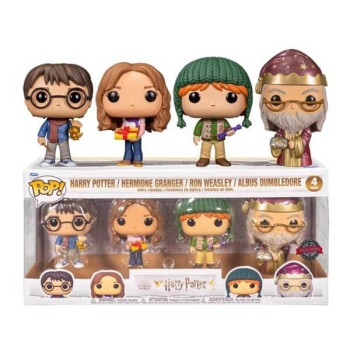 Funko POP Harry Potter - Harry Potter, Hermione Granger, Ron Weasley, Albus Dumbledore 4-Pack Vinyl Figures Exclusive