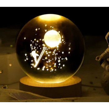 Διακοσμητική Κρυστάλλινη Σφαίρα Φωτάκι Νυχτός Ladder to Moon Crystal Ball Night Lamp 8cm
