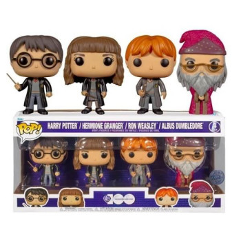 Funko POP WB 100th Anniversary Harry Potter - Harry Potter, Hermione Granger, Ron Weasley, Albus Dumbledore 4-Pack Vinyl Figures Special Edition