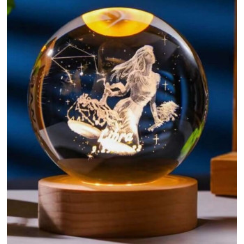 Διακοσμητική Κρυστάλλινη Σφαίρα Φωτάκι Νυχτός Ζυγός - Libra Crystal Ball Night Lamp 8cm