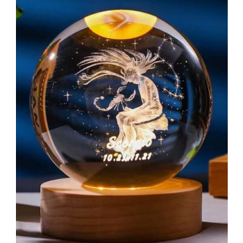 Διακοσμητική Κρυστάλλινη Σφαίρα Φωτάκι Νυχτός Σκορπιός - Scorpio Crystal Ball Night Lamp 8cm