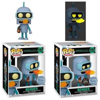 Funko POP Bundle of Animation Futurama - Bender 1757 & GitD Chase Vinyl Figure Specialty Series Exclusive