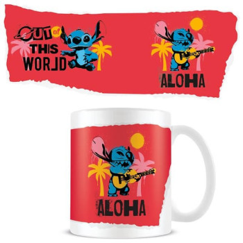 Stor Κεραμική Κούπα Lilo & Stitch Mug 315ml Λευκό-Κόκκινο