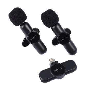 Διπλό Live-Stream Ασύρματο Μικρόφωνο για iPhone Lighting Wireless Microphone - Mαύρο