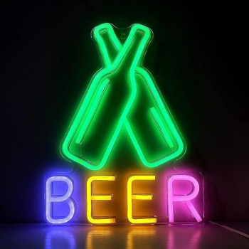 Διακοσμητικό Φωτιστικό Neon Beer Bottles σε Πράσινο Χρώμα