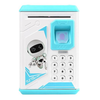 Πλαστικός Ηλεκτρονικός Κουμπαράς Χρηματοκιβώτιο με Κωδικό Ασφαλείας και κουμπί - Γαλάζιο